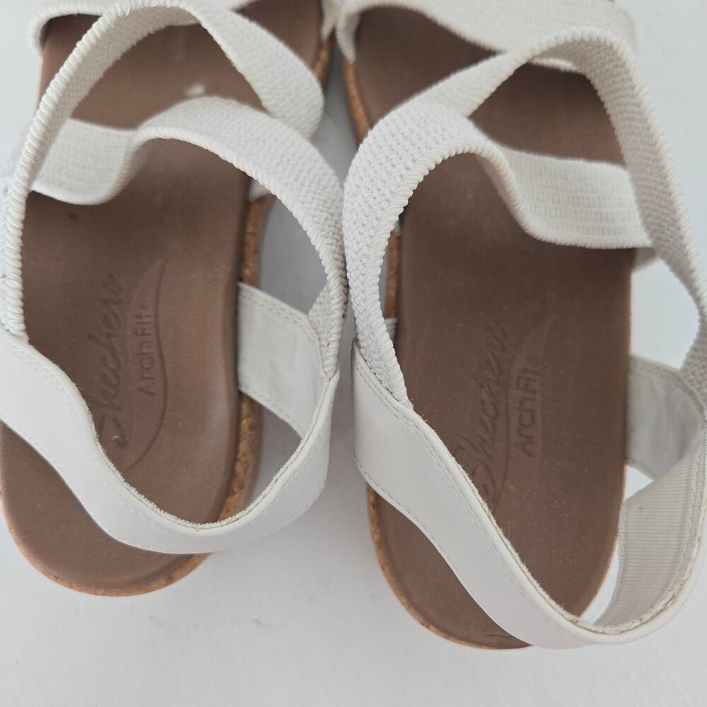 Skechers Arch Fit Beverlee Love Stays White Wedges Slingback Sandals Size 10 - Picture 7 of 10
